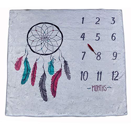 Image of SIUONI Newborn Baby Monthly Milestones Blanket Infant Growth Photography Background Props Baby Boy Girl Month Blanket Swaddling Blanket Dream Catcher Printed