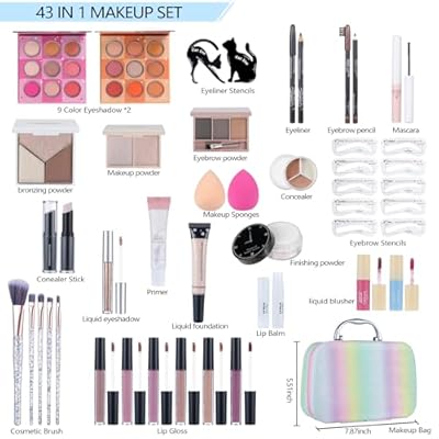 Makeup Kits For Girls Teens, Makeup Gift Set For Women with Eyeshadow Palettes, Brushes, Lip Gloss, Travel Make up Starter Kit For Beginners (C0934)