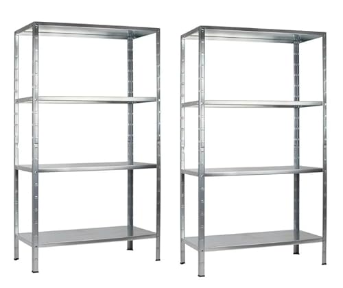 SCHULTE Regalwelt 2er Set Steckregal 190x100x40 cm (HxBxT), 4 PowerMAX Fachböden, 65 Kg Tragkraft pro Boden, verzinkt