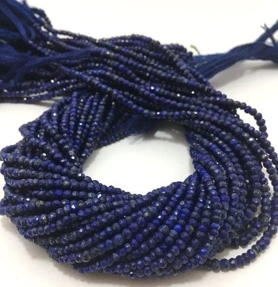 Lapis lazuli beads perles de gemmes naturelles micro facettées 3mm pour création de bijoux - 3