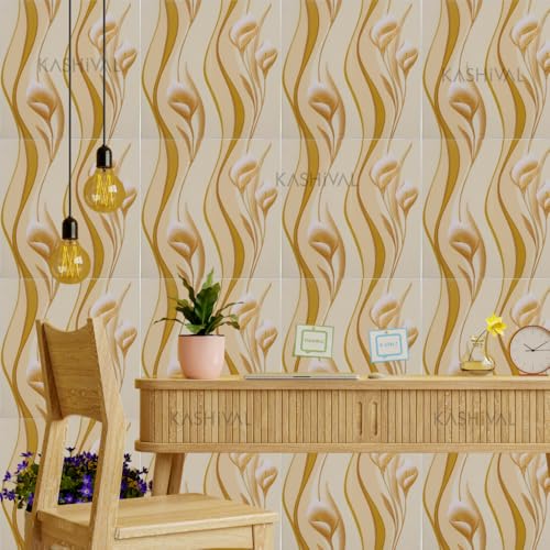 Image of KASHIVAL Self-Adhesive Waterproof PE Foam 3D Wall Panels Wallpaper Sticker for Bathroom, Living Room, Hotel and Home Decoration (70 x 70cm, Appx. 5.3Sq Feet) (JD Cream Flower)