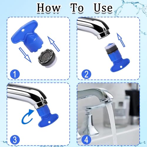 1 Stück Wasserhahn Entkalker Aufsatz und 5 Stück Schlüssel Für Perlator, Perlatoren Für Wasserhähne Ideal zum Reinigen von, Wasserhahn Sieb Für M16,5, M18,5, M21,5, M22,5, M24