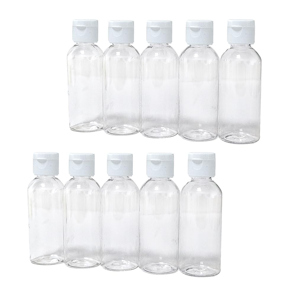 100Pcs 2.7 oz White Flip Cap Refillable Transparent Bottle Plastic Portable Squeeze Bottle Shampoo Conditioner Travel Container