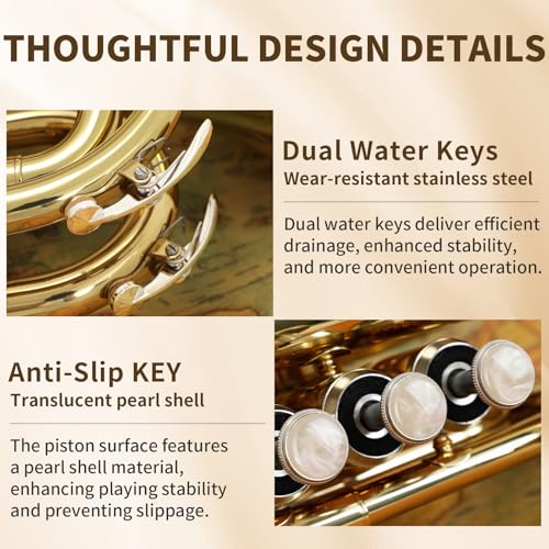 image for Kmise Bb Portable Pocket Trumpet, Premium Brass Mini Trumpets for Stud