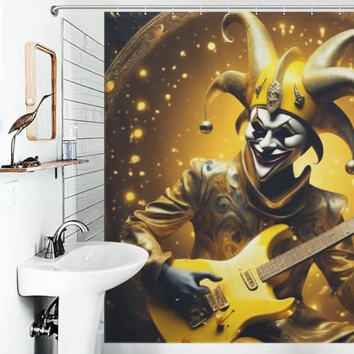 Rideau de douche clown guitare en polyester imperméable 183x183cm - 6