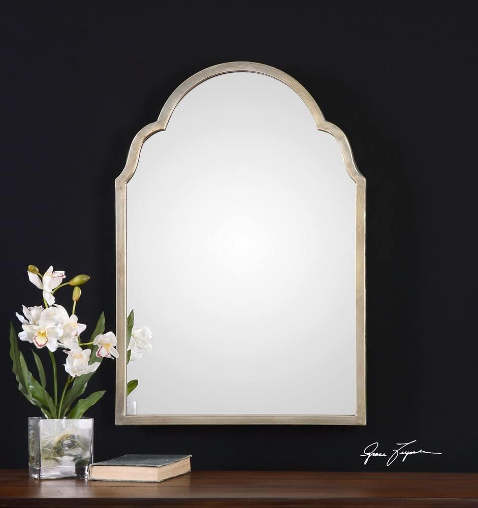 Brayden Petit Silver 20 1/4" x 30 1/4" Arch Wall Mirror