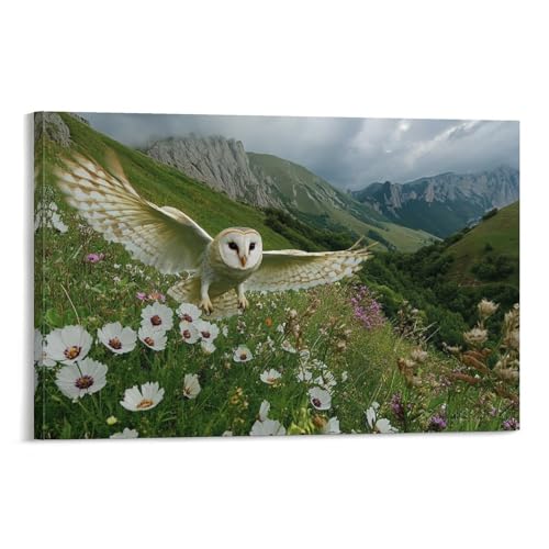 Chouette impression sur toile peinture tableaux décoration murale salle de bain