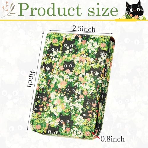 Image of Outus 2 Pcs Business Card Holder, PU Leather Business Card Case Pocket Wallet with Magnetic Shut for Men Women(Soft,Mushroom and Black Cat)