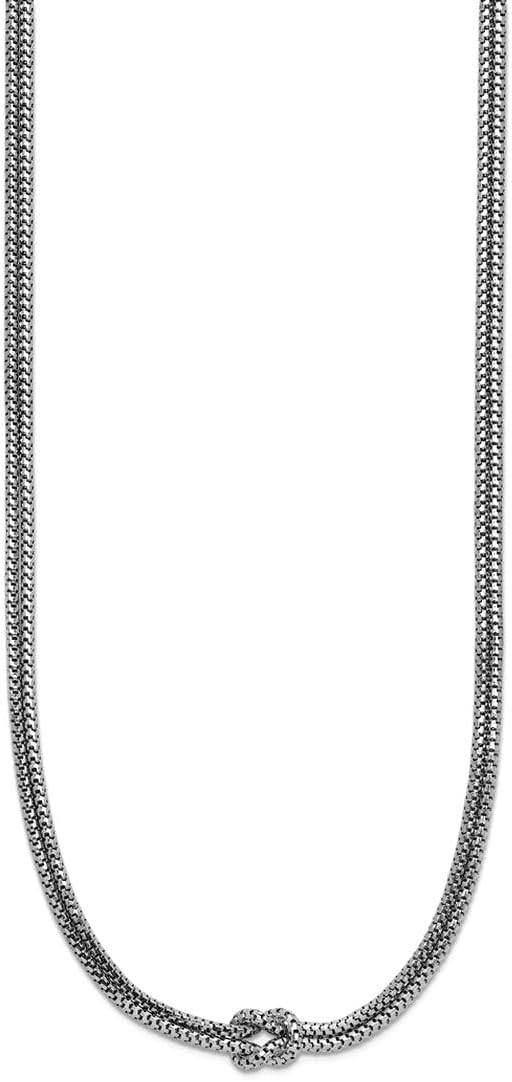 JewelryWeb 6mm 925 Sterling Silver Rhodium Plat Pol. 2-strand Knot With 2 Inch Extension Necklace 16 Inch Strand Necklace for Women