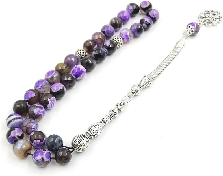 Miniatura 7 de ALBASHAN Cuentas de oración ágata morada Tasbih Rosario musulmán Turco Accesorios Mano 0.394 in 33 45 51 66 99 100 Cuentas Pulsera árabe