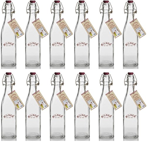 12 x Kilner Clip Top Glass Preserve Storage Bottle - 0.55 Litre