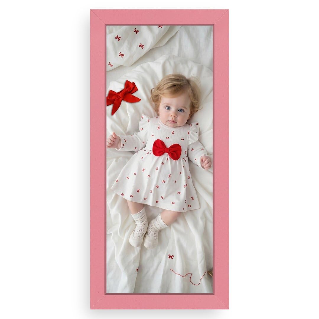 Procut Global Baby Pink 16x5" Modern Picture Frame for Nursery, Baby Gift - Photo Frame with Perspex Front, Wall or Tabletop Display - Keepsake for Newborn, Baby Shower & First Photo Memories