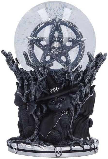 Nemesis Now Cult Cuties Circle of Mischief Snow Globe - Gothic Halloween Decor Indoor Figurine, Hand-Painted Resin Base, Glass Globe with Star Glitter, for Mom, Dark Fantasy Lovers
