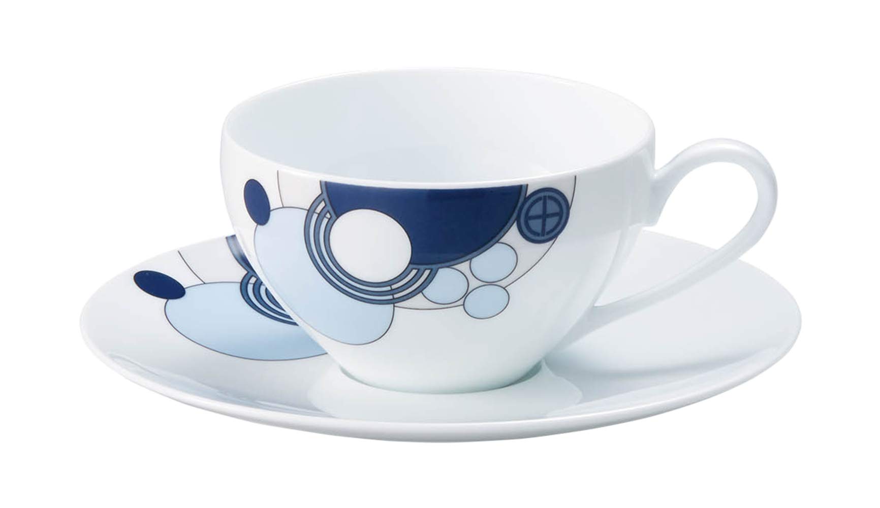 Noritake WT94989/1701 Cup & Saucer (Coffee Tea Combined) 220cc Frank Lloyd Light Imperial Blue, Microwave Safe, Fine Porcelain (Premium White)