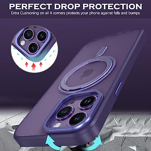Telaso Magnetic Case for iPhone 14 Pro Max Case, [Compatible with MagSafe] with 360° Rotatable Ring Stand Slim Shockproof Protective Phone Cases for iPhone 14 Pro Max 6.7", Purple - Image 5