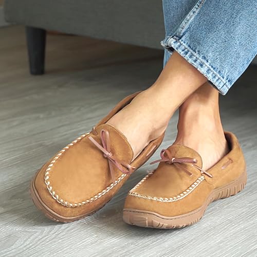 Image of Vonair Mens Moccasin Slippers Indoor Outdoor Slip on Warm House Shoes Breathable Moccasins for Men