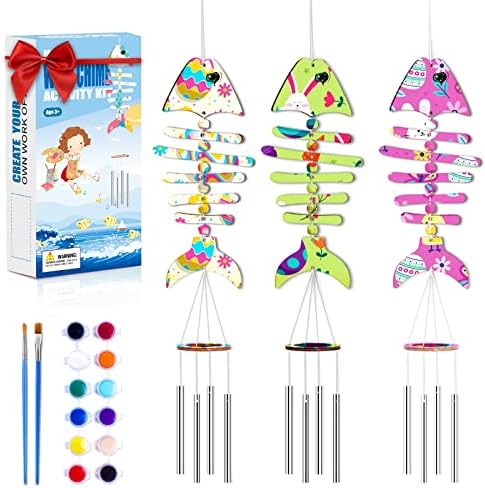 3-Pack Make A Wind Chime Kits- Arts and Crafts for Kids Ages 4 5 6 7 8 DIY Kids Crafts Kits Christmas Birthday Gifts for Boys & Girls
