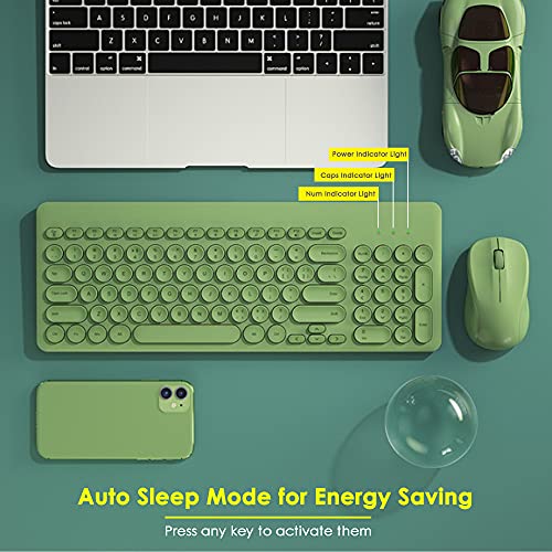 Wireless Keyboard And Mouse Combo, Superbcco 2.4Ghz Usb Cordless Computer Keyboard With Numeric Keypad, Quiet Click, Round Keys, Slim For Desktop/Pc/Laptop/Surface/Windows Os (Crocodile Green) #TOP4