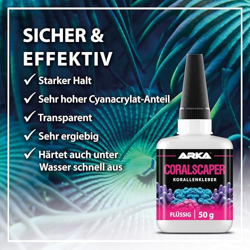 Korallenkleber flüssig 50 g – dünnflüssiger Profi-Riffkleber für Korallen, Ableger & Spalten im Riffaufbau – extrem haftstark & schnell wirkend – ARKA Coralscaper