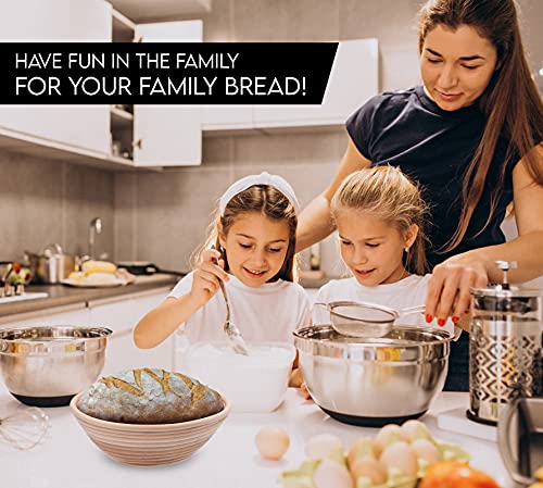 Banneton Bread Proofing Basket Set Of 1 Sourdough Bread Baking Supplies - 1 Round 9 Inch Bread Baskets, 1 Bread Lame, 1 Plastic Dough Scraper, 1 Basket Liner Cloth And 1 Linen Proofing Bread Bags #TOP3