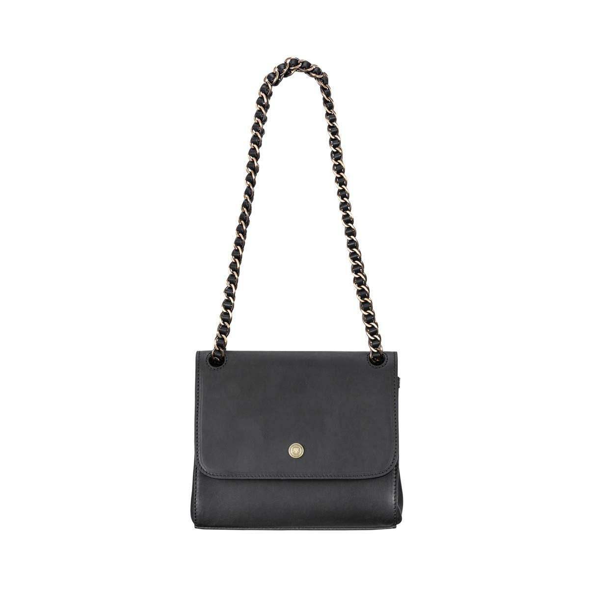 Maxwell ScottWomens Quality Leather Chain Crossbody Bag | The Perano | Handmade In Italy | Matte Black