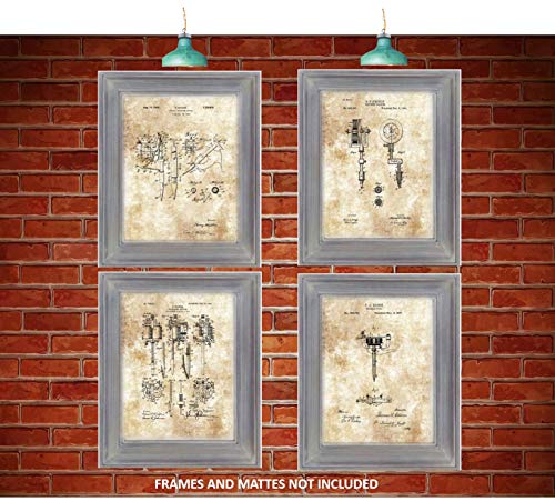 Original Tattoo Machine Drawings Artwork - Set Of 4 8 X 10 Unframed Patent Prints - Great Gift For Tattoo Artists And Inkaholics - Vintage Tattoo Parlor Decor - Mancave Art #TOP1