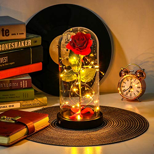 Glass Flower Galaxy Rose Gift for Women: Light Modes, USB Plug & Battery Powered Mother Birthday Thanksgiving Present Mom Her Wedding Anniversary Delivery Day Idea from Daughter