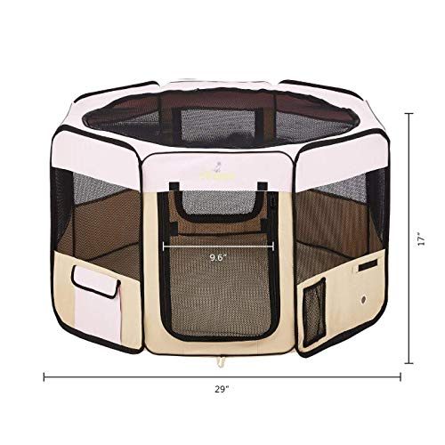 Zampa Portable Foldable Pet playpen Exercise Pen Kennel Carrying Case for Larges Dogs Small Puppies/Cats | Indoor/Outdoor Use | Water Resistant