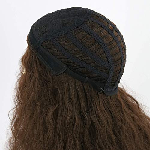 Peruca e barba inspirada em Hagrid Adults Long Brown Curly Wig Wizard peruca para Halloween Carnaval