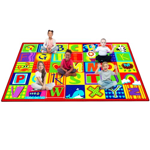 ABCarpet Classroom Rug - 7'6" x 13'1" Large Alphabet Carpet with 24 Seating Spots, Washable ABC Rug for Preschool, Kindergarten, Daycare, Elementary School, Nursery Decor - image 1