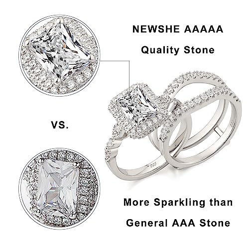 Newshe 2.78Ct Wedding Band Bridal Ring Enhancer Engagement Ring Set For Women 925 Sterling Silver Radiant White Gold 5A Cz Size 5-10 (A Radiant-White, 7) #TOP3