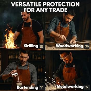 Leren barbecueschort voor mannen - schort kookschort keukenschort werkschort van Rustic Town
