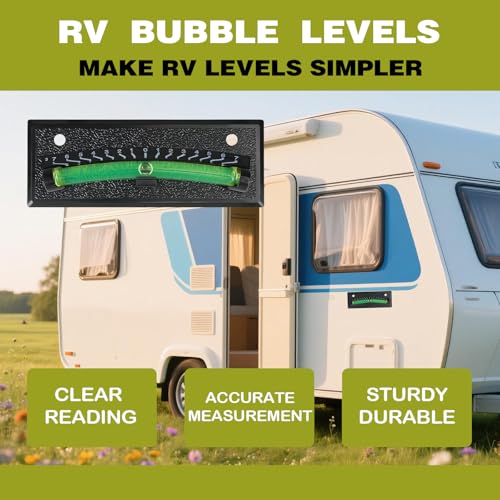 Geouniver Rv Level Bubble 4-Pcs with Graduated Scale - High Visibility Green Liquid, Never Fade Bubble Level for RV, Camper, Trailer - Stick On & Screw Mount Precision Leveling System - Thumbnail 4