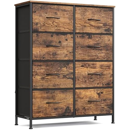 SONGMICS Dresser for Bedroom, Tall Dresser with 8 Fabric Drawers