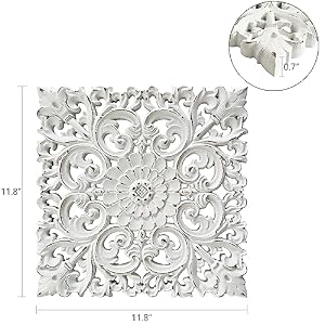 Musanpou Unique Hand Carved Wooden Wall Panels with Hanging Floral Decorations - Rustic Farmhouse Living Room and Bedroom Wall Decoration Musanpou Unique Hand Carved Wooden Wall Panels with Hanging Floral Decorations Rustic Farmhouse Living Room and Bedroom Wall Decoration