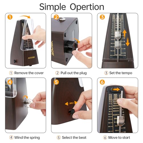 image for AODSK Mechanical Metronome Black Universal Metronome for Piano Guitar 
