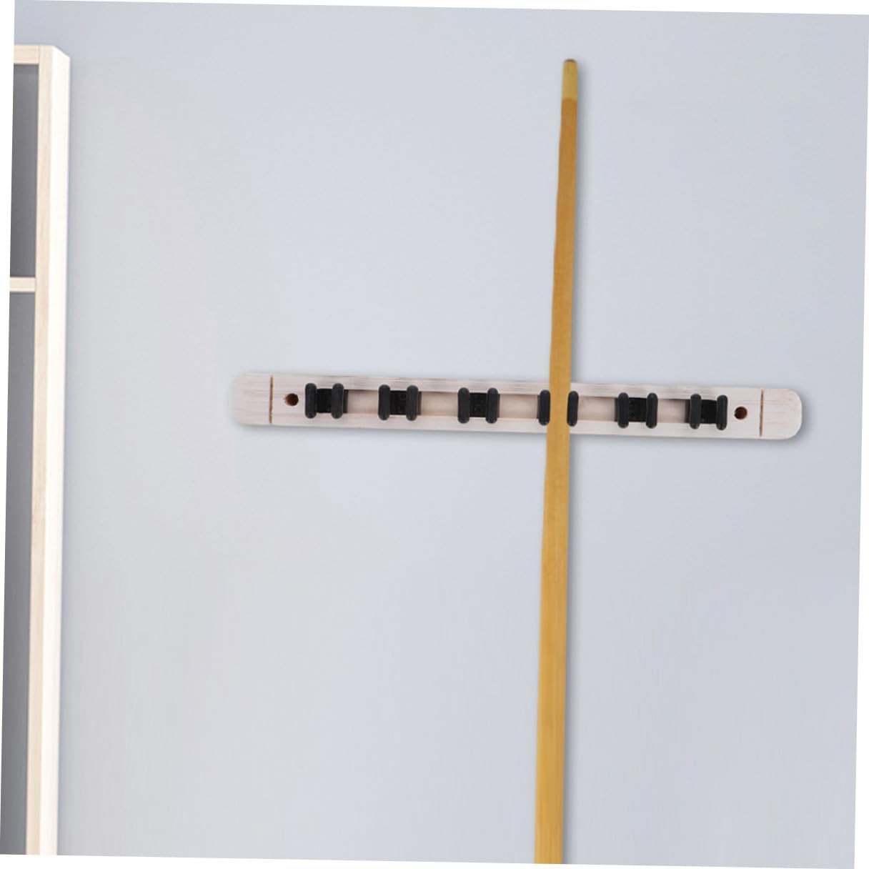 ARTIBETTER Wall-mounted 6-hole Solid Wood Billiard Cue Rack with 2 Pairs Holder, White Coating Stick Storage Organizer for Home and Game Room