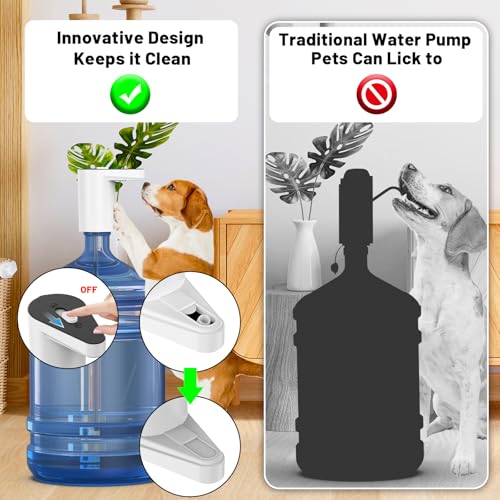 Water Dispenser for 5 Gallon Bottle, Electric Water Pump for Gallon Bottle, Rechargeable Water Pump for 5 Gallon Jug, Portable Water Dispenser, Panda-White — view 3