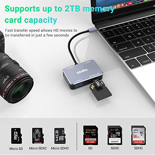 Usb C Hub, Atolla 5 In 1 Type C Hub With Memory Card Reader For Sd/Sdxc/Sdhc/Mmc, Thunderbolt 3 Multiport Adapter Compatible #TOP3