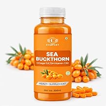 COMFORT Sea Buckthorn Himalayan Pulp,300 ML (PACK OF 1) Concentrate 50 Glasses Made for Your Total Body Care & Wellness Rich in Natural Vitamin C, Omega 3 6 7 9 Antioxidants Immunity, Skin Glow & Gut Health Support For Men & Women Juice Seabuckthorn