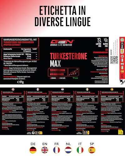 Turkesterone Max - 120 Capsule - Dose Extra Elevata Con 1510 Mg Per Dose Giornaliera - Con Bioenhancer - Senza Additivi Indesiderati - Vegan - 6