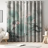 Genérico Cortinas Opacas de 140 x 240 CM - Cortinas Salon Dormitorio Insonorizada e Impermeable - Moderno Aislamiento térmico Cortina 2 Piezas con Ojales Oriental Plantas Loto Gris