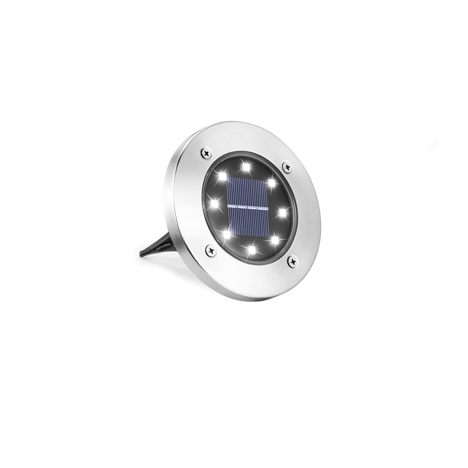 Qedertek Solar Bodenleuchten Aussen Garten - 1 Stück 8 LED Solarleuchten Außenleuchte Weiß, Led Solar Gartenleuchten Wasserdicht Solarlampen