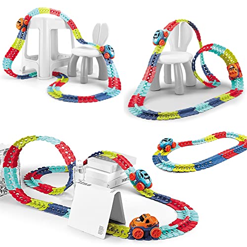 Crash Track STEM Race Track Kit - DIY Playset with 32 Pcs Accessories for Age 3-7 Boys & Girls (Excl. Car) - Thumbnail 4