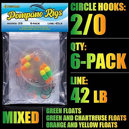 Pompano-Rigs-for-Surf-Fishing-Saltwater-Gear with Double Circle & Wide Gap Hook-6-Pack Surf Fishing Tackle - Thumbnail 7