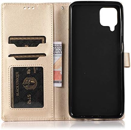 Samsung Galaxy A12 / M12 Case All Glitter for Girls Bling Love Heart 3D Gems Sparkle Shockproof Leather Wallet Flip Magnetic Protective Phone Case Folio Covers for Samsung Galaxy A12 / M12 Gold
