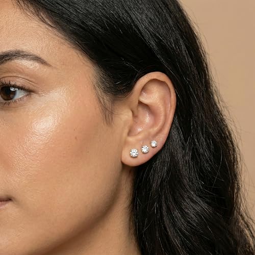 7 Pairs 20G Hypoallergenic Stud Earrings Set for Women Men, 14K Gold/Silver Plated Stainless Steel Cubic Zirconia Earrings for Sensitive Ears, Cartilage Sleeper Ear Piercing Jewelry (2/3/4/5/6/7/8mm) - Image 4