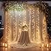 Amazon.com : White Tulle Backdrop Curtain with String Lights - Wedding ...