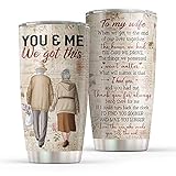 Macorner Double Wall Insulated 20oz Stainless Steel Couple Tumbler to My Wife - Anniversary Ideas for Wife, Birthday Gift From Husband, Couple Wedding Gift, Meaningful Present For Christmas