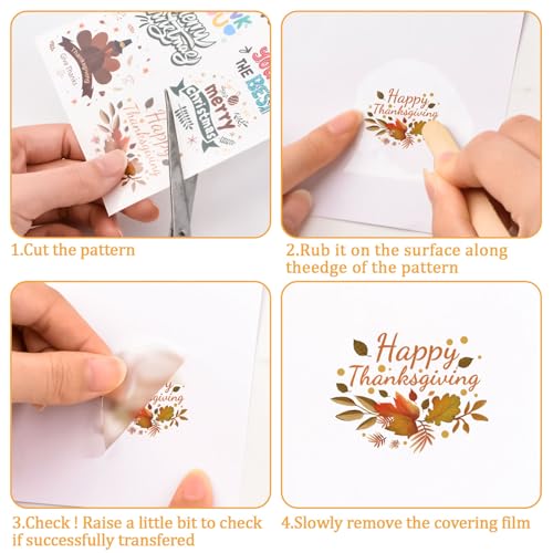 WANDIC 16 Sheets Rub On Transfer Stickers, Christmas Halloween Season Holiday Stickers Multiple Themes Decals for Scrapbook Journal Planner Album - Image 3